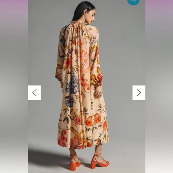 New Anthropologie Siddhartha Bansal Ruffled Tie-Neck Dress small - Picture 2 of 16